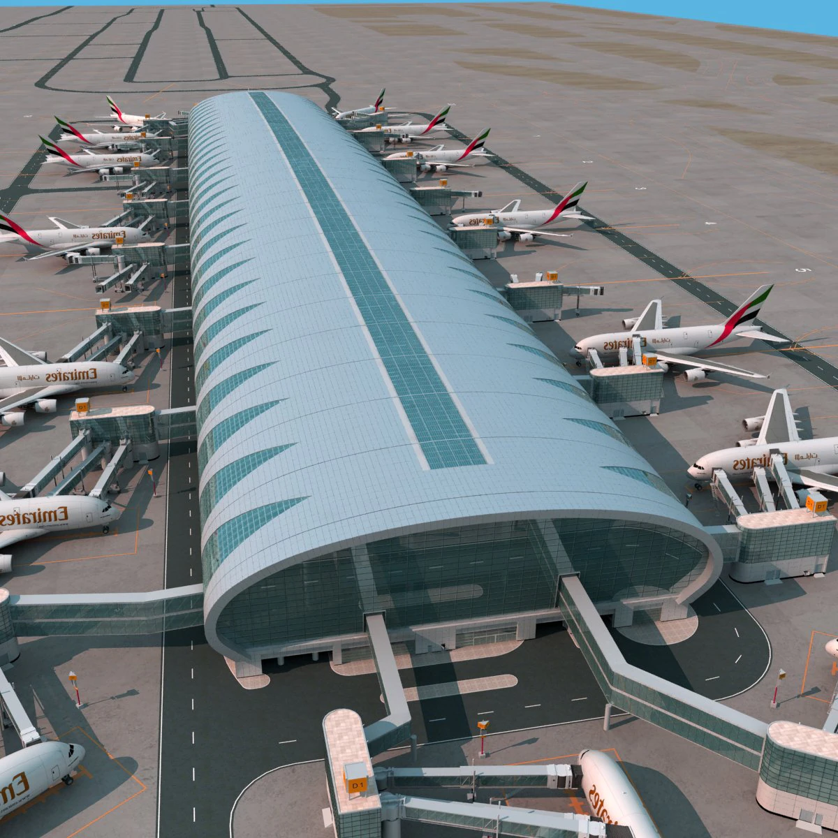 dubai airport 3D Model .c4d .max .obj .3ds .fbx .stl .blend