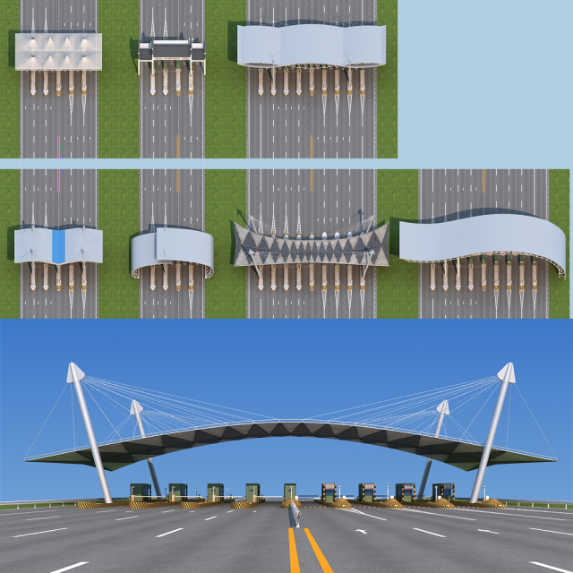highway toll station Modèle 3D .c4d .max .obj .3ds .fbx .stl .blend 