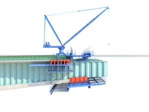 Cesta colgante para la construcci&oacute;n de puentes. Modelo 3D