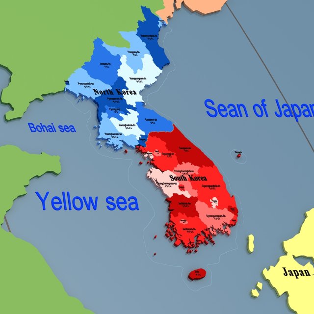 korean peninsula-globe 3D Model .c4d .max .obj .3ds .fbx .stl .blend 