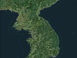 朝鲜半岛卫星地图 3D 模型