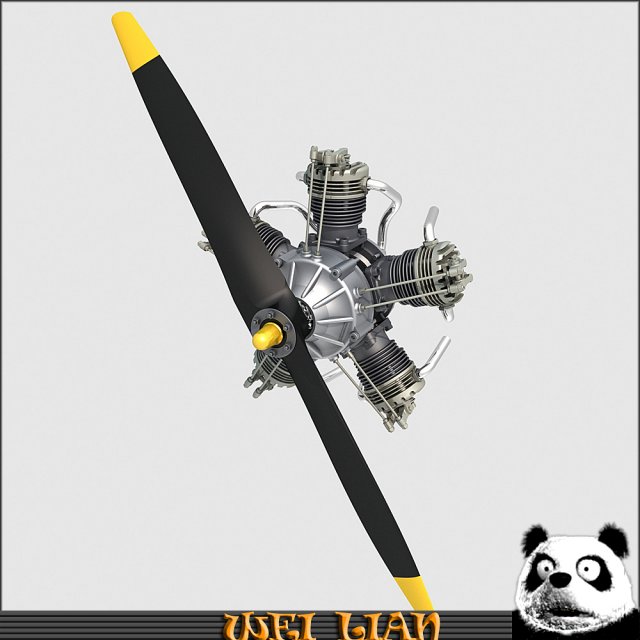 radial engine 5 3D Model .c4d .max .obj .3ds .fbx .stl .blend 