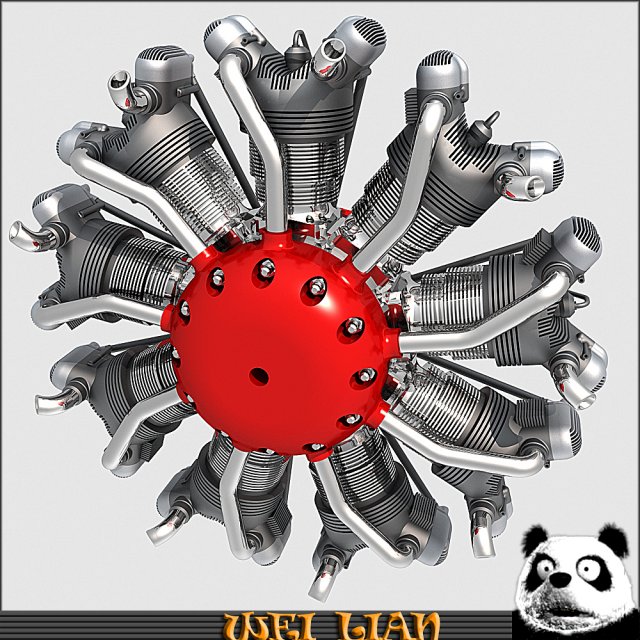radial engine 9 Model 3D .c4d .max .obj .3ds .fbx .stl .blend 