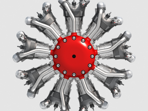 radial engine 9 Model 3D