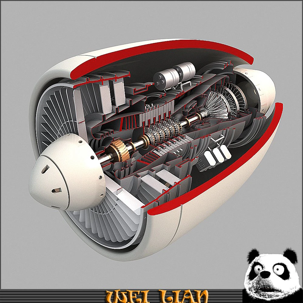 turbine engine 02 3D Model .c4d .max .obj .3ds .fbx .stl .blend 