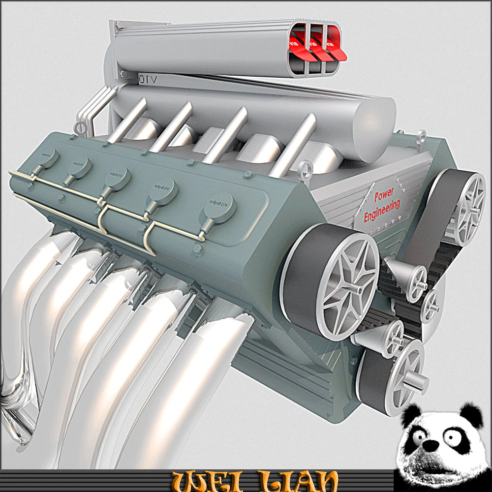 V10发动机 3D 模型 .c4d .max .obj .3ds .fbx .stl .blend 