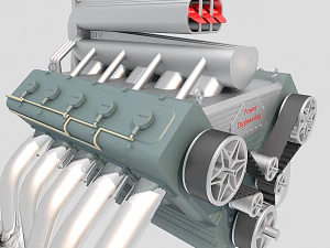 V10发动机 3D 模型