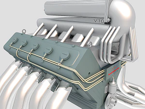 V10发动机 3D 模型