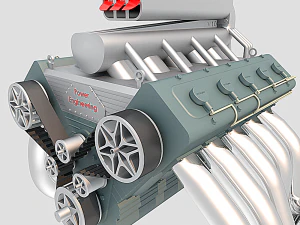 V10发动机 3D 模型