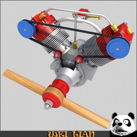 radial engine 2 3D Model .c4d .max .obj .3ds .fbx .stl .blend 