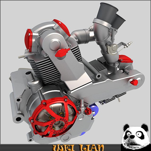 ducati motorcycle engine Model 3D .c4d .max .obj .3ds .fbx .stl .blend 