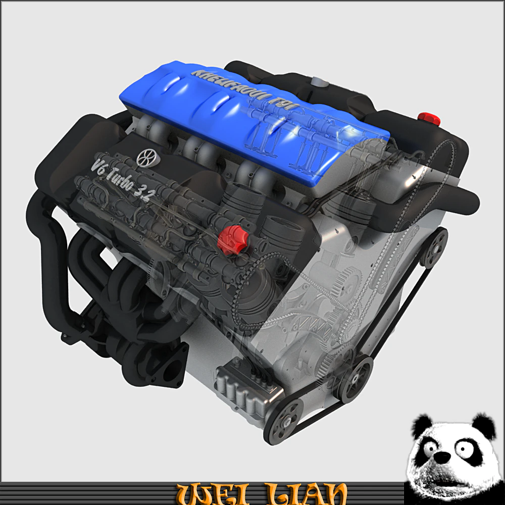v6 engine 3D Model .c4d .max .obj .3ds .fbx .stl .blend