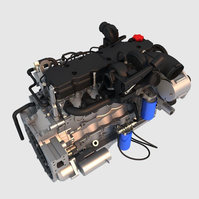 v6 turbo engine 3D Модель .c4d .max .obj .3ds .fbx .stl .blend 
