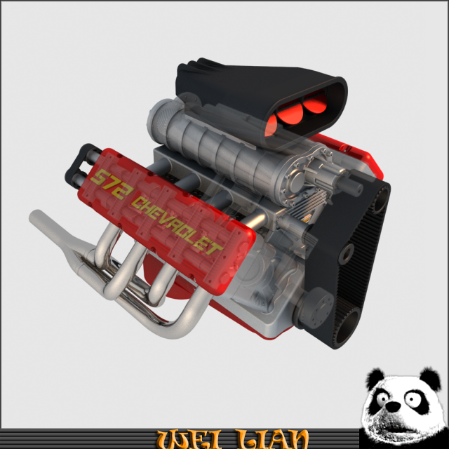 v8 chevrolet engine 3D 모델 .c4d .max .obj .3ds .fbx .stl .blend 