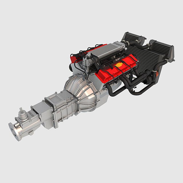 v8 chevrolet turbo engine 3D Модель .c4d .max .obj .3ds .fbx .stl .blend 