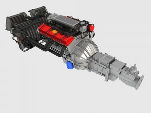 v8 chevrolet turbo engine 3D Model