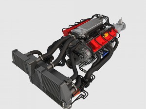 v8 chevrolet turbo engine 3D Модель