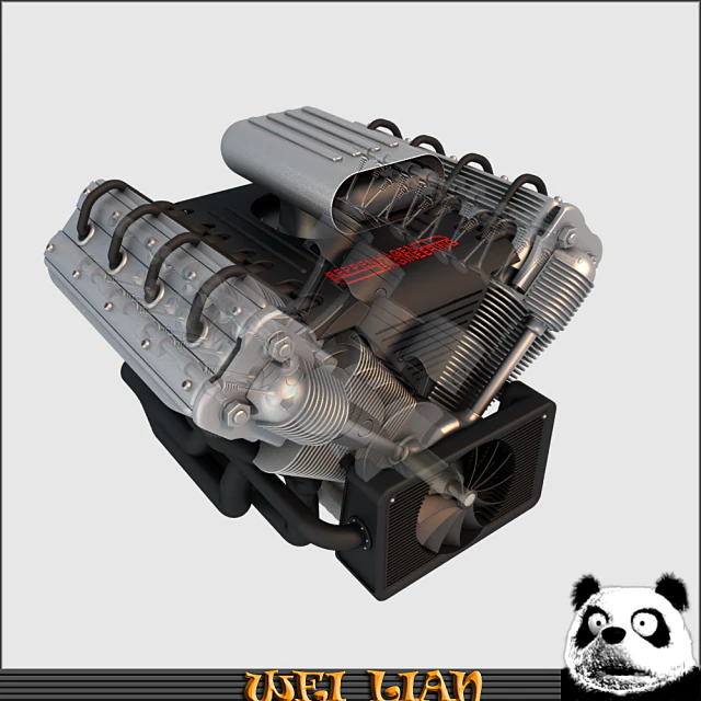 motor v8 04 Modelo 3D .c4d .max .obj .3ds .fbx .stl .blend 