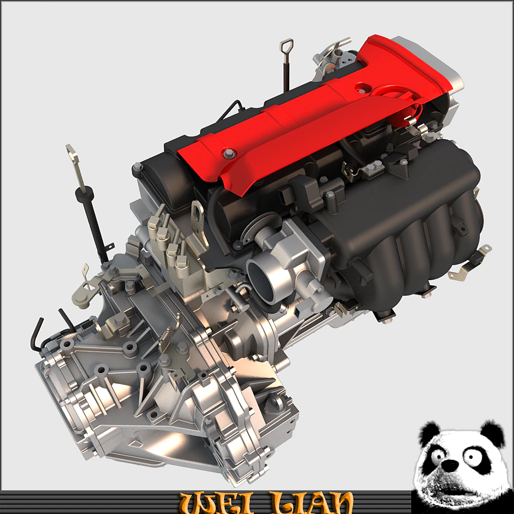 engine assembly 3D Model .c4d .max .obj .3ds .fbx .stl .blend 