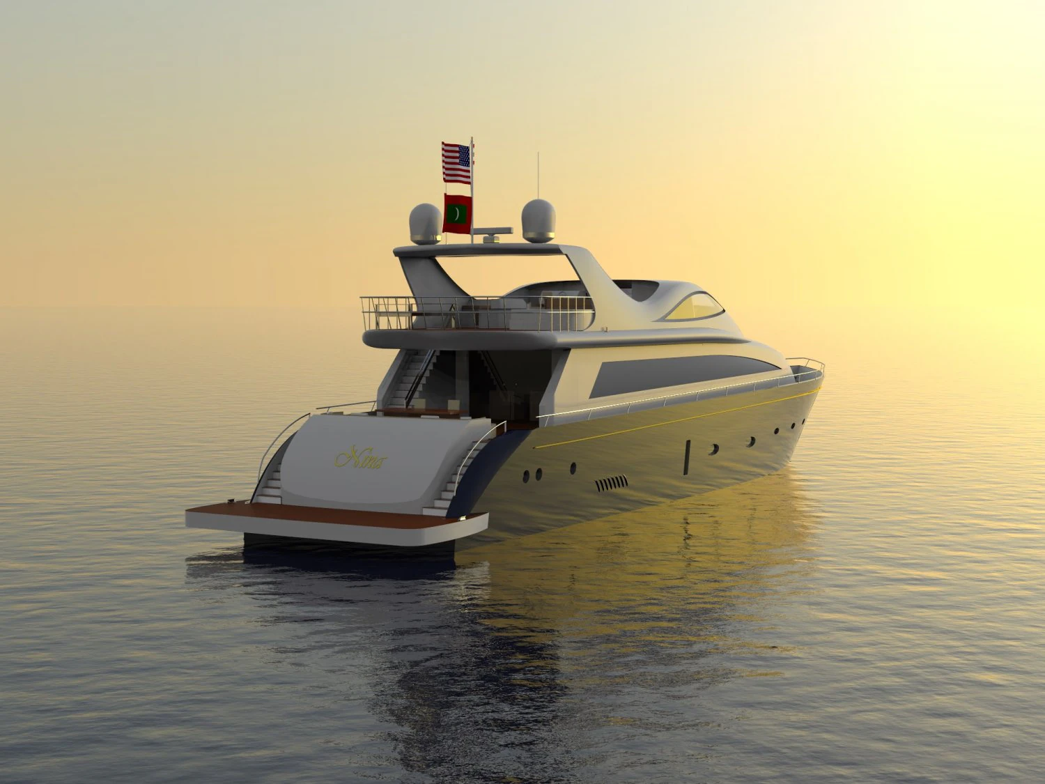 nina luxury yacht 3D Model .c4d .max .obj .3ds .fbx .stl .blend 