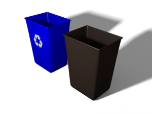 bac de recyclage et poubelle Modèle 3D