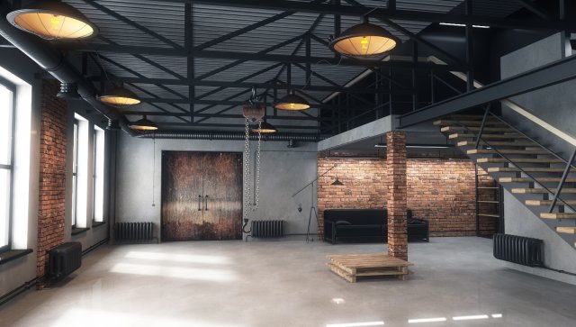 warehouse loft 3D Model .c4d .max .obj .3ds .fbx .stl .blend 