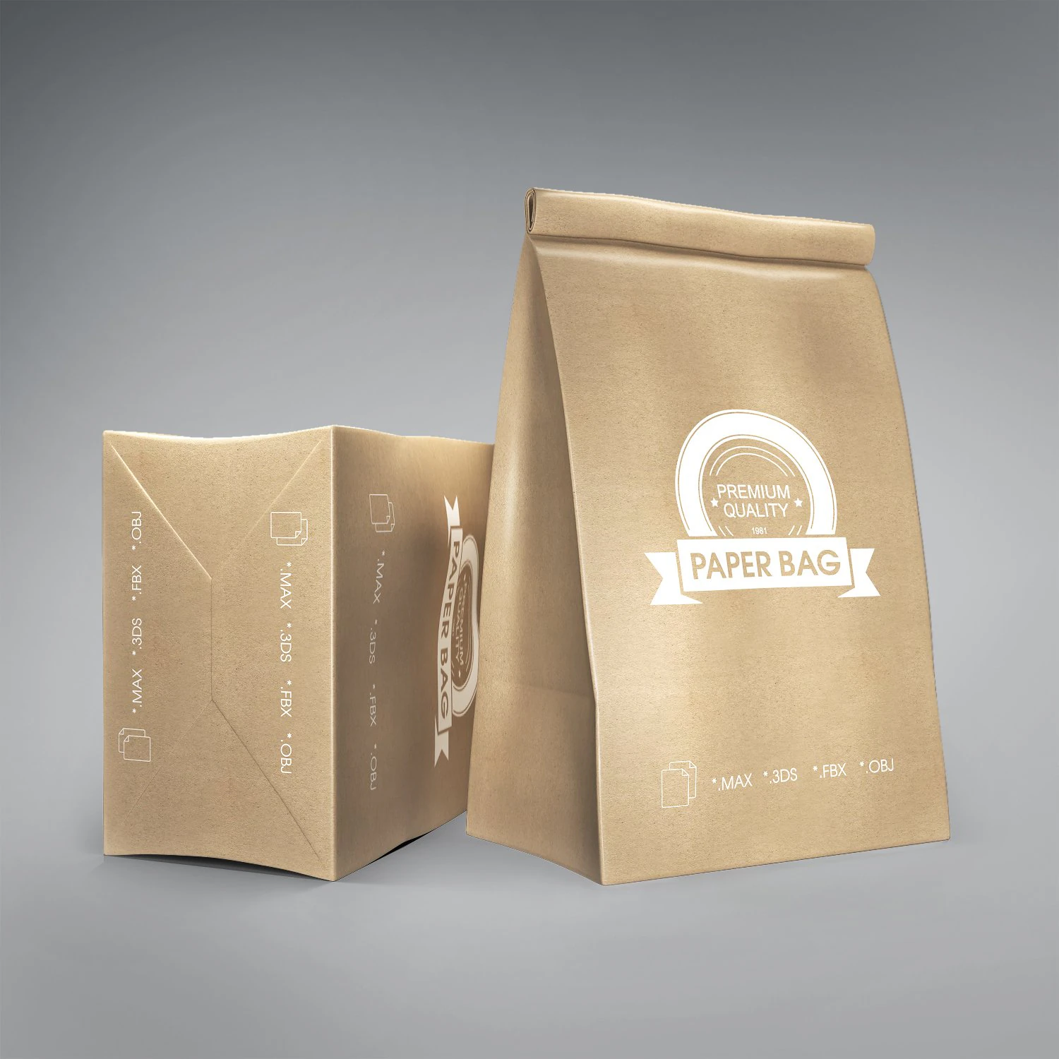 paper bag 3D Model .c4d .max .obj .3ds .fbx .stl .blend 