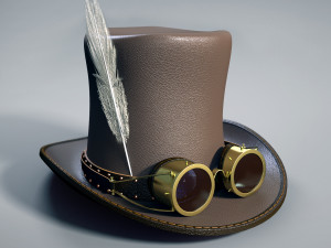 hat leather with goggles 3D-Modell