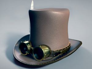 hat leather with goggles 3D 模型