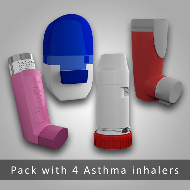 asthma inhaler pack - 4 devices 3D Model .c4d .max .obj .3ds .fbx .stl .blend 