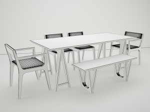 table chair bench odesd2 3D 모델