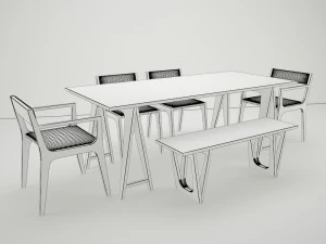 table chair bench odesd2 3D Model