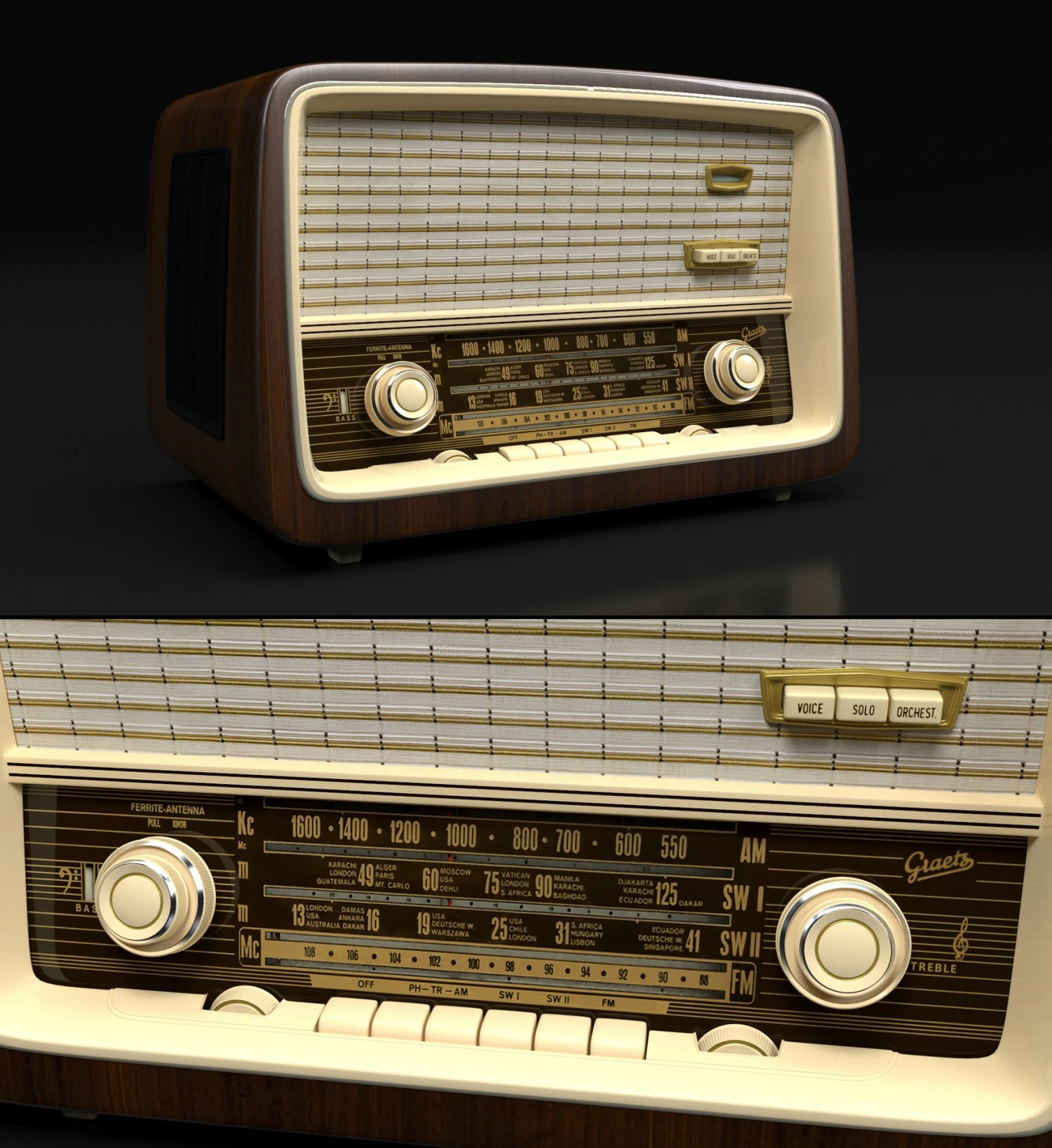 graetzvintageradio 3D Model .c4d .max .obj .3ds .fbx .stl .blend