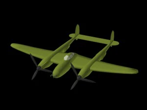p-38 闪电 3D 模型