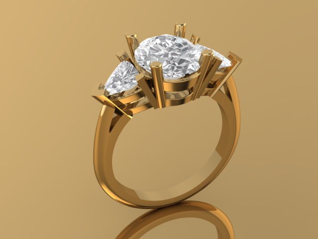 3 stone ring 3D Baskı Modeli .c4d .max .obj .3ds .fbx .stl .blend 