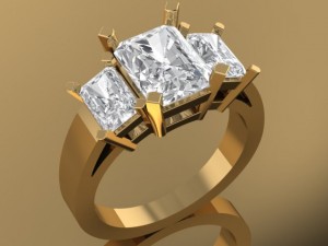 3 stone basic ring 3D Print Model