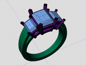 3 stone basic ring 3D 프린트 모델