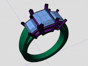 3 stone basic ring 3D Print Model