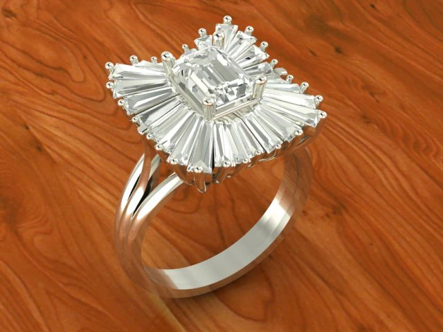 cluster baguette ring 3D Print Model .c4d .max .obj .3ds .fbx .stl .blend 