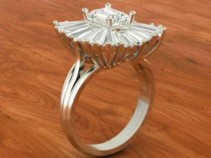 cluster baguette ring 3D Print Model