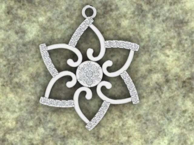 flower stle pendant 3D Print Model .c4d .max .obj .3ds .fbx .stl .blend 