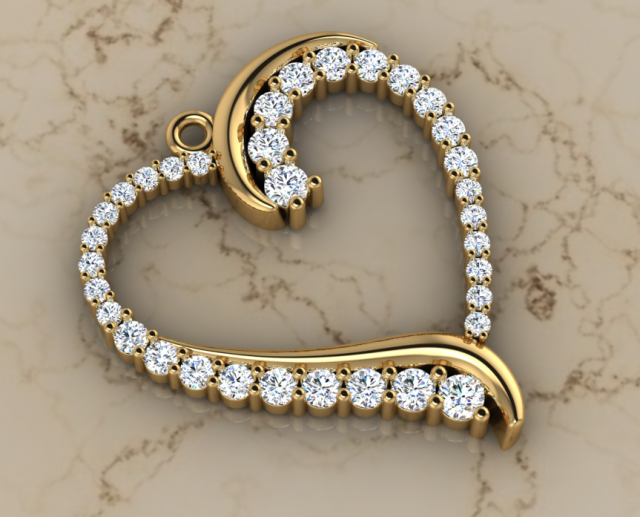 heart pave diamond pendant Modelo de impresión 3D .c4d .max .obj .3ds .fbx .stl .blend 