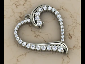 heart pave diamond pendant 3D Print Model