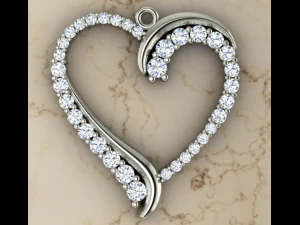 heart pave diamond pendant 3D Print Model