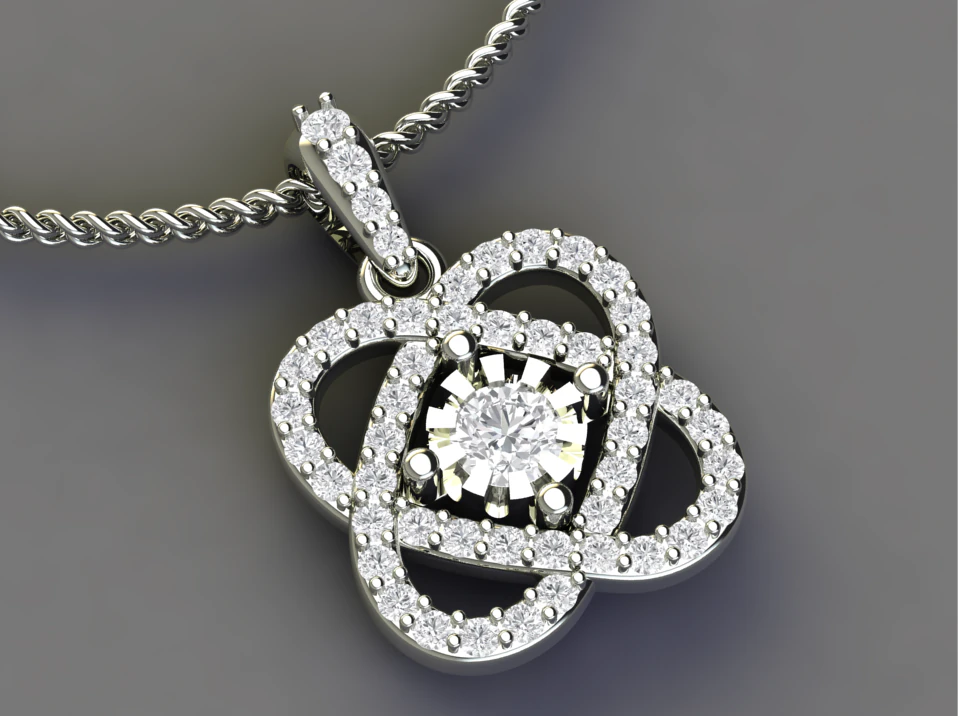 heart style pave pendant 3D Print Model .c4d .max .obj .3ds .fbx .stl .blend