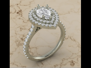 pear shaped halo diamond ring 3D Print Model