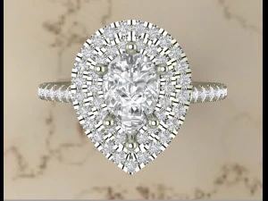 pear shaped halo diamond ring 3D Print Model