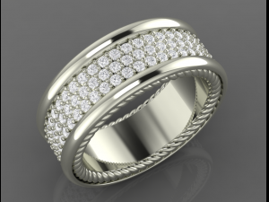 pave band three row Model do druku 3D
