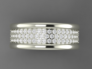 pave band three row Model do druku 3D