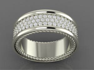 pave band three row Model do druku 3D